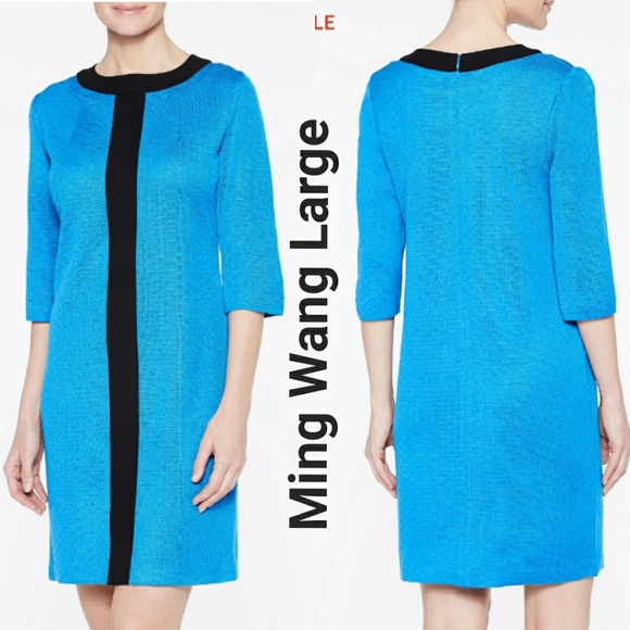 Ming Wang Blue Stripe Sheath Dress 